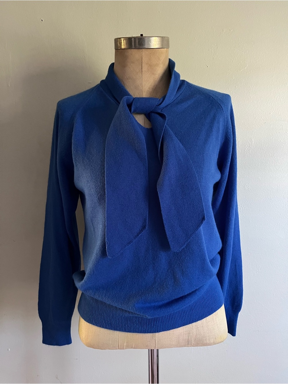 Designers original Blue Tie-Neck Womenβs Sweater